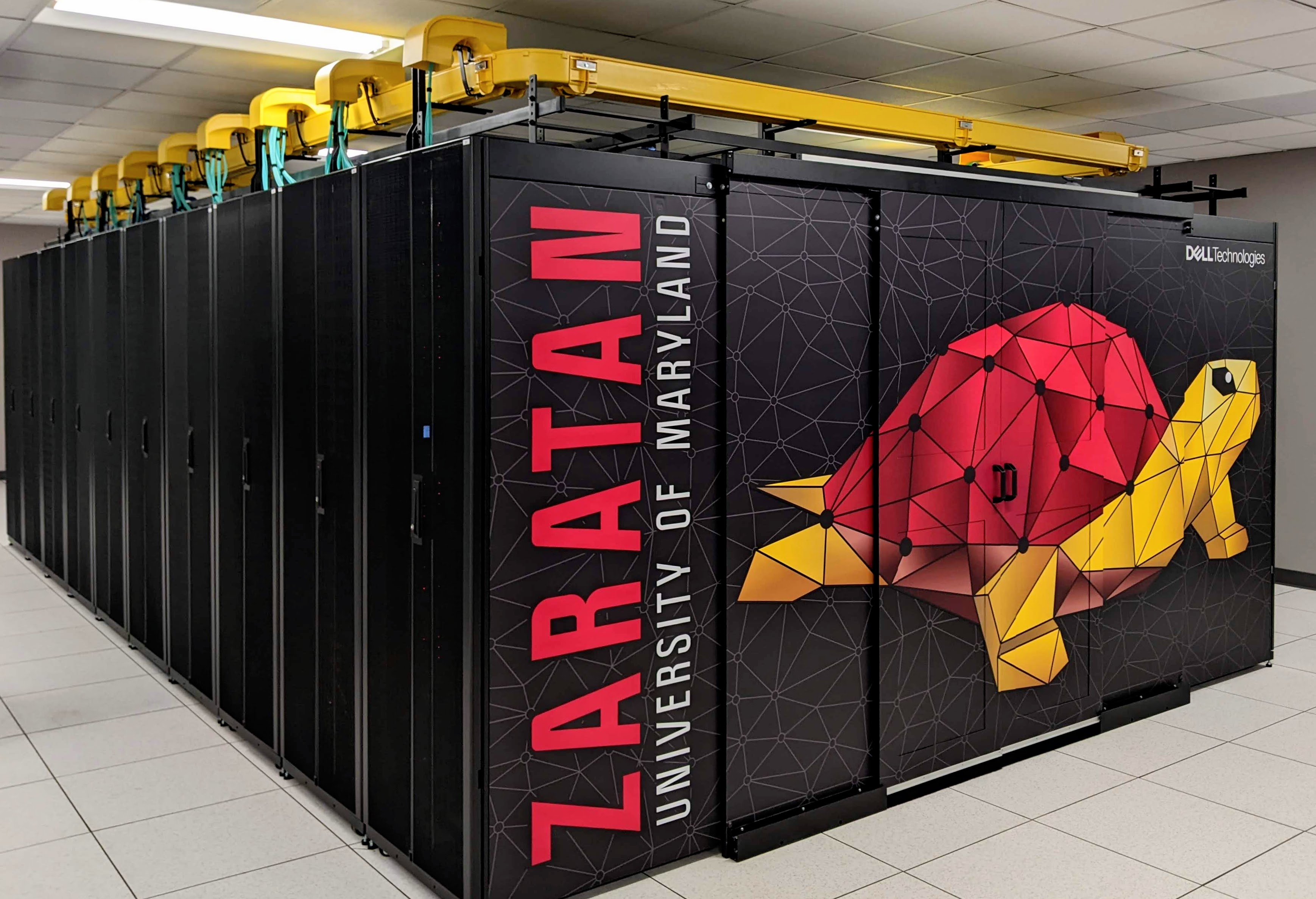 The Zaratan HPC at McLean Data Center features a stylized depiction of Testudo on the outside.